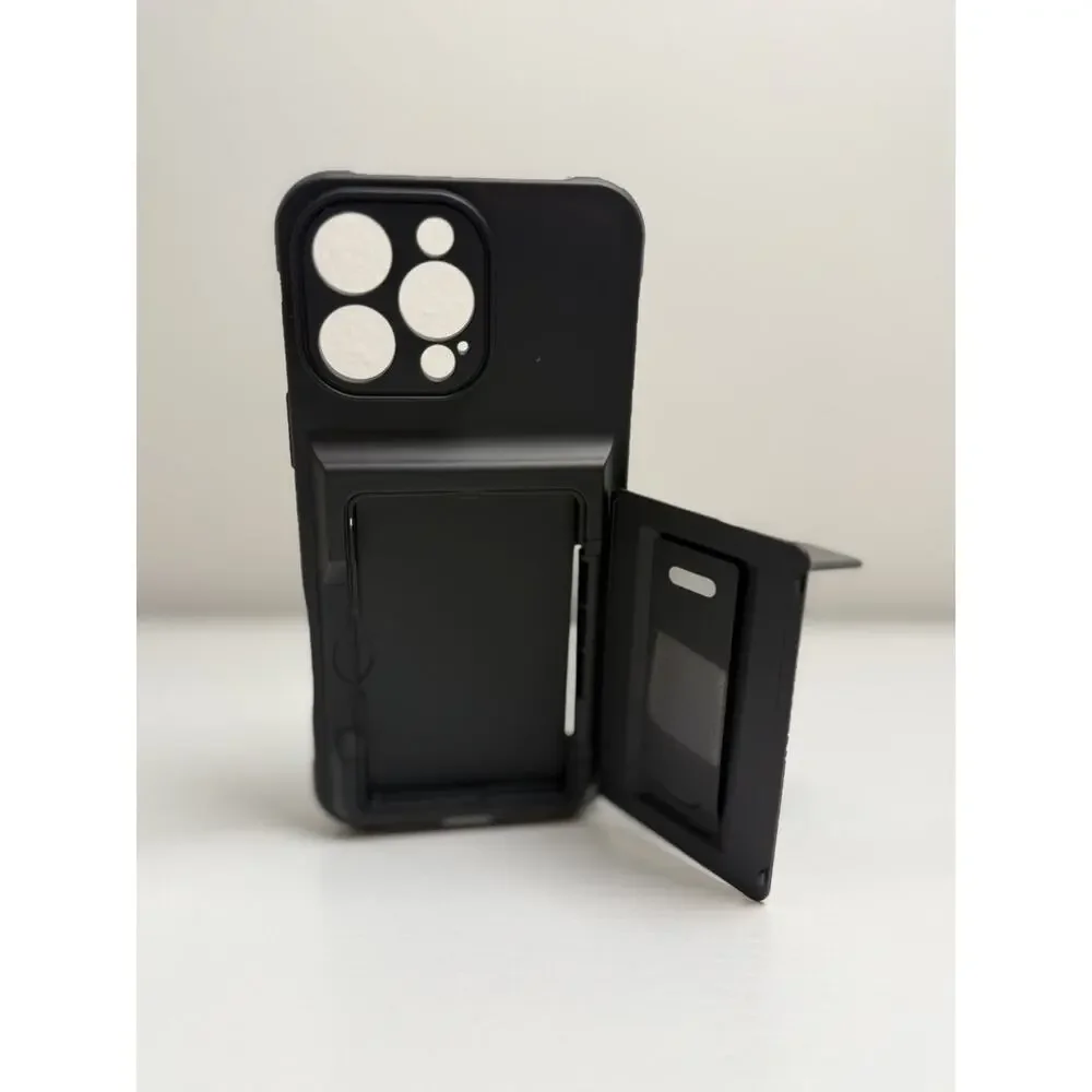 Oterkin Wallet Case for iPhone 16 Pro Max RFID Kickstand Screen Protector Black